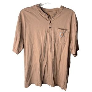 Carhartt Tan Short Sleeve Henley Original Fit Size XL